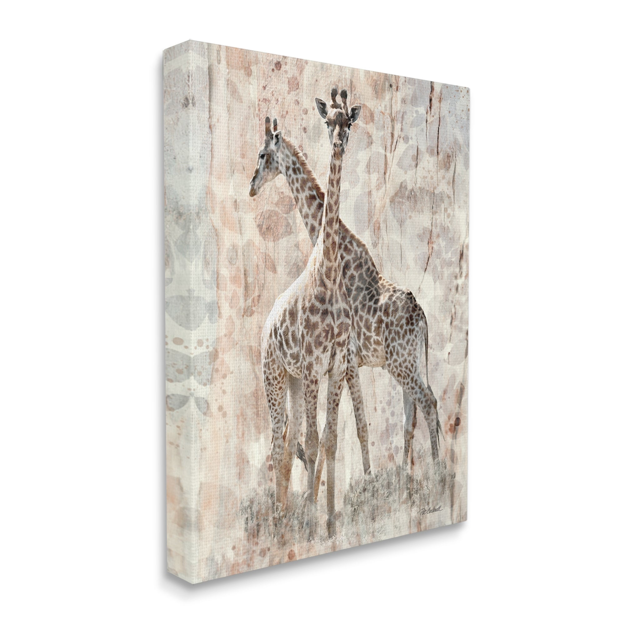 Stupell Industries Towering Giraffes Pair Overlay Spotted Pattern Design Graphic Art Gallery Wrapped Canvas Print Wall Art, Design by unknown