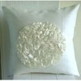 thumbnail image 4 of The HomeCentric Cushion Cover Sofa Ivory Pillow Cover Ruffle Flower Medallion Floral Theme Pillow Cover Pack of 2 14x14 inch (35x35 cm) Throw Pillow Cover Square Silk Pillowcase Floral - Vintageous, 4 of 9