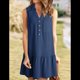 thumbnail image 5 of Vestidos de Mujer Verano 2025, Escote en V, Abotonados, Sin Mangas, Minivestido de Tirantes, con Bolsillos, Azul Marino, Talla M, 5 of 8