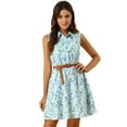 thumbnail image 1 of INSPIRE CHIC Women's Printed Half Placket Sleeveless Belted Dress, 1 of 6