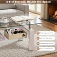 thumbnail image 5 of Glass Coffee Table for Living Room, SEGMART Modern Coffee Table with Lower Shelf, Rectangle Center Table with Metal Legs, Glass Table, Sofa Table, Tea Table, Living Room Table, 5 of 9