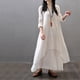 thumbnail image 5 of Vestido largo de algodón y lino informal de dos piezas falsas de corte holgado para mujer y niña Jumpingount FS9904-02, 5 of 7