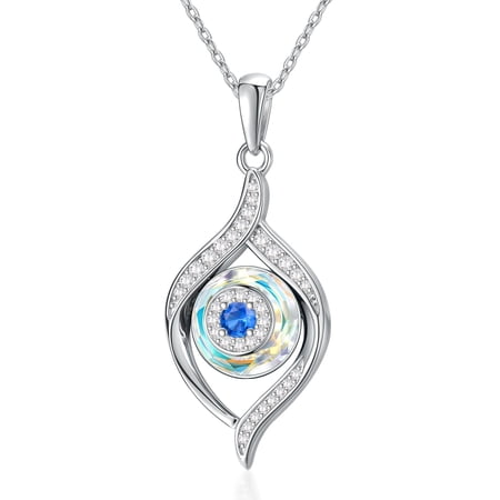 MYSTICPOEM Evil Eye Necklace Sterling Silver Turkish Evil Eye Pendant Necklace Blue Greek Eyes Necklace Amulet Ojo Turco Evil Eye Jewelry Gift for Women Mother