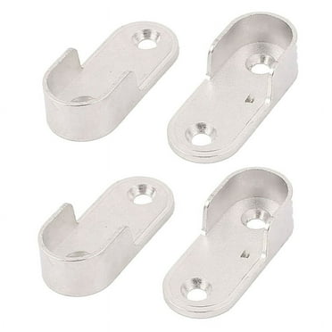 Oval Wardrobe Hanging Rail Rod End Bracket Support Silver Tone 2 Pair