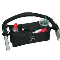 J.L. Childress Sip 'N Safe Stroller Organizer with Deep Cup Holders & Zippered Pockets. Black, Adult use.