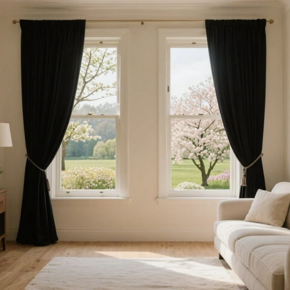 SMILETIME Velvet Curtains with Rod Pocket, Thermal Insulated Super Soft Privacy Noise Reducing Light-Filtering Velvet Curtains for Living Room Bedroom, 2 Panels