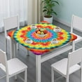 thumbnail image 3 of Colorful Tie Dye Mandala Pattern Square Fitted Tablecloth with Elastic Edge,Square Table Cover,Washable Elastic Table Cover for Home Kitchen Party Decor 36"x36", 3 of 6