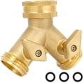 thumbnail image 2 of 2 Way Heavy Duty Garden Hose Splitters, Solid Brass 2-Way Water Hose Splitter Outdoor Faucet Spigot Connector, Y Valve Garden Tap Hose Adapter with 3 Hose Washers, 2 of 7