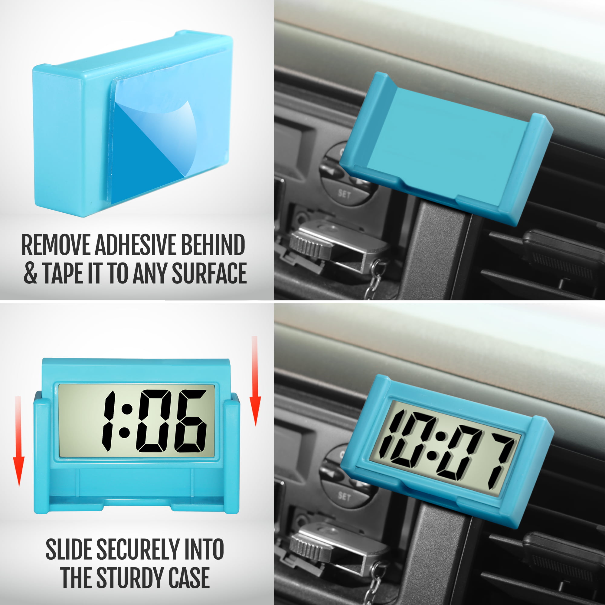 Betus Horloge numérique pour tableau de bord de voiture – Horloge