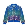thumbnail image 4 of QQAMB Girls' Coat Ombre Sequin Bomber Jacket with Pockets Lightweight Sparkle Long Sleeve Zipper Gradient Jackets for Kid, 4 of 6