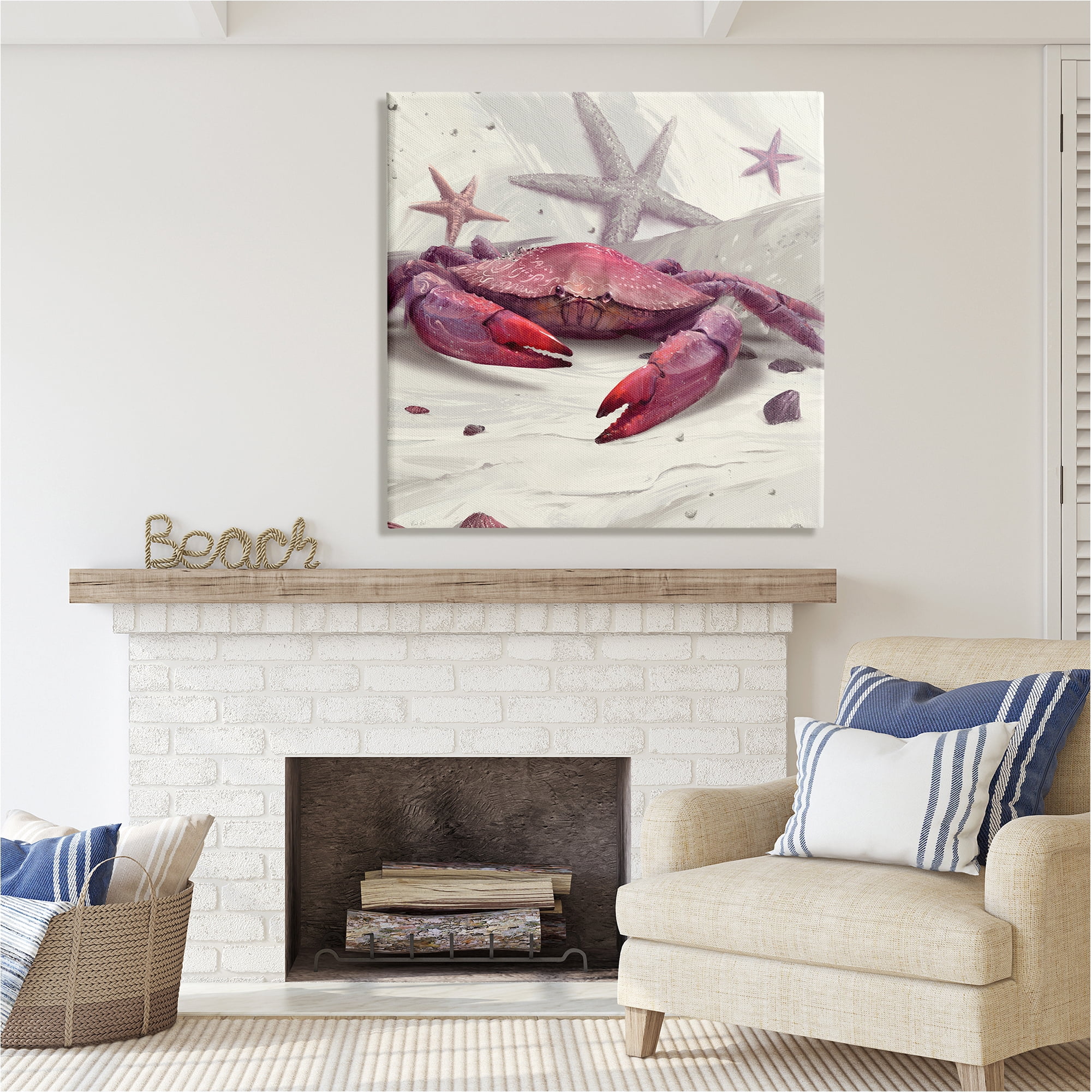 Stupell Industries Detailed Red Crab Animals & Insects Painting Gallery Wrapped Canvas Art Print Wall Art, 36 x 36