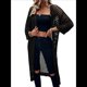 thumbnail image 1 of Cárdigan de Punto con Mangas 3/4 Abiertas y Aberturas Laterales para Mujer, Suéter , Negro, Talla XL, 1 of 8