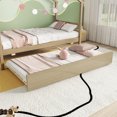 thumbnail image 6 of DreamBuck Twin Size Bed with Trundle, Wood House-Shaped Bed Frame with Fence-Shaped Guardrails, Twin Bed Frame for Teens, Boys, Girls, Modern Platform Bed Frame, No Box Spring Needed, 6 of 9