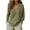 Army Green, variant on Women's V-Neck 3/4 Sleeve Loose Fit Pullover Top Casual Solid Color Blouse Soft Cotton Linen Blend