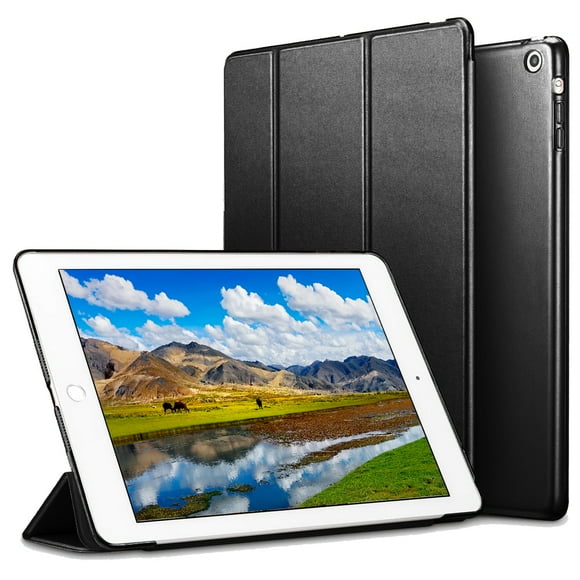 Frosted Back Magnetic Smart Case for iPad Air 2 with Auto Sleep/Wake Function - Black