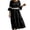 Black, variant on Bxsruta Womens Midi Dress Casual Bell Sleeve Round Neck Flowy Sundress