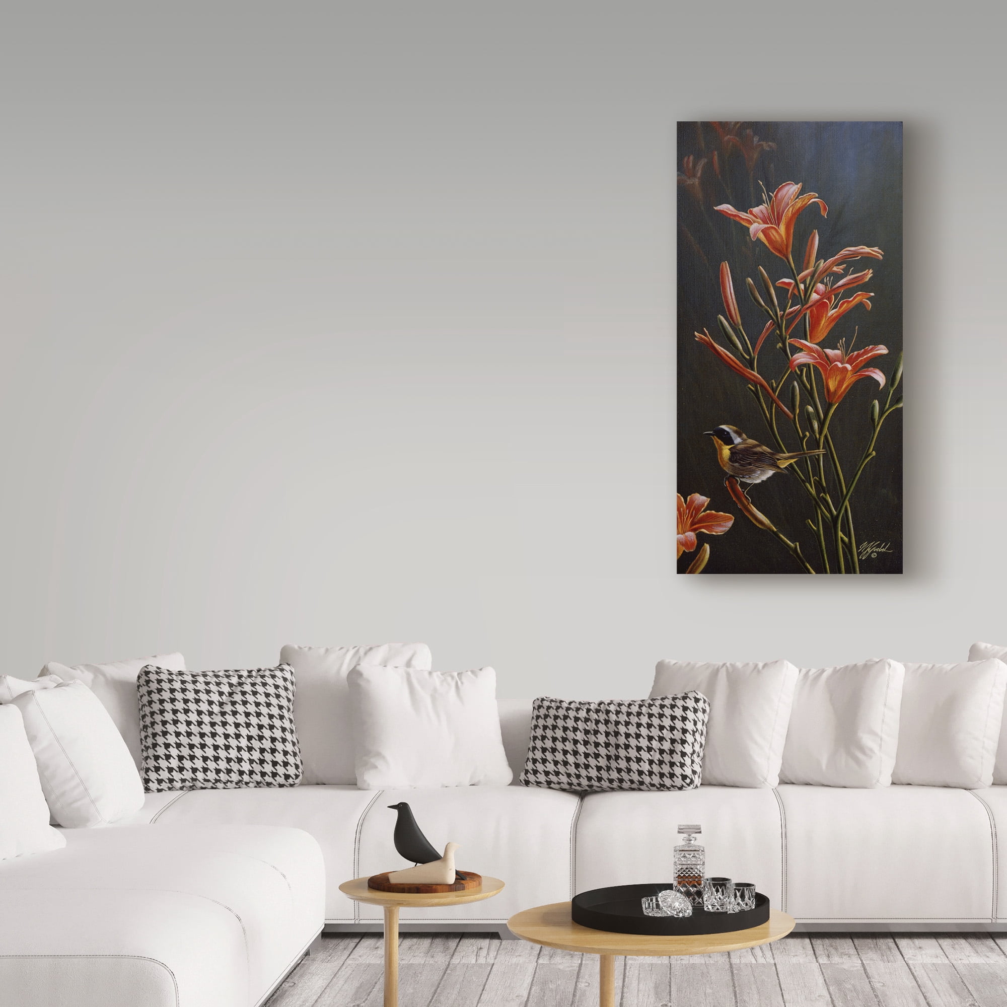 Trademark Fine Art 'Yellowthroat And Daylilies' Canvas Art by Wilhelm Goebel