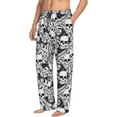 thumbnail image 3 of Mens Pajama Pants - Soft Sleep & Lounge Pants for Men, Skull and palm leaves (2) Cuteness Casual PJ Bottoms Pants with Pockets, 3 of 5