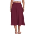 thumbnail image 4 of Asklazy Womens Flowy A-Line Long Skirt Pleated Elastic High Waist Drawstring Skirts with Pockets,Mother's Day,Wine Red,XL, 4 of 9