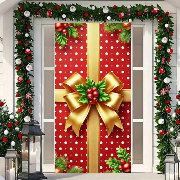 YZEGDCH Door Cover, Christmas Fabric Front Door Banner, Thermal Insulated Temporary Doorway Cover Room Divider Drapes, Gifts for Women Men