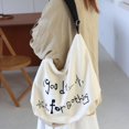 thumbnail image 4 of Bolso de Lona YUBINGJIE bordado gran capacidad verano Blanco roto, 4 of 5