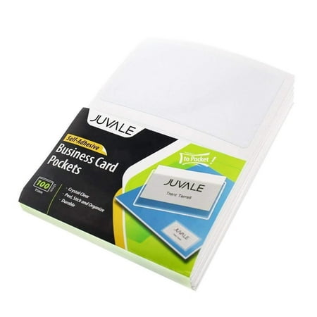 Business Card Plastic Sleeves - Self Adhesive Poly Pockets Peel And Stick Business Card Holders - Top Load Card Holders - 100 (Best Plastic Business Cards)