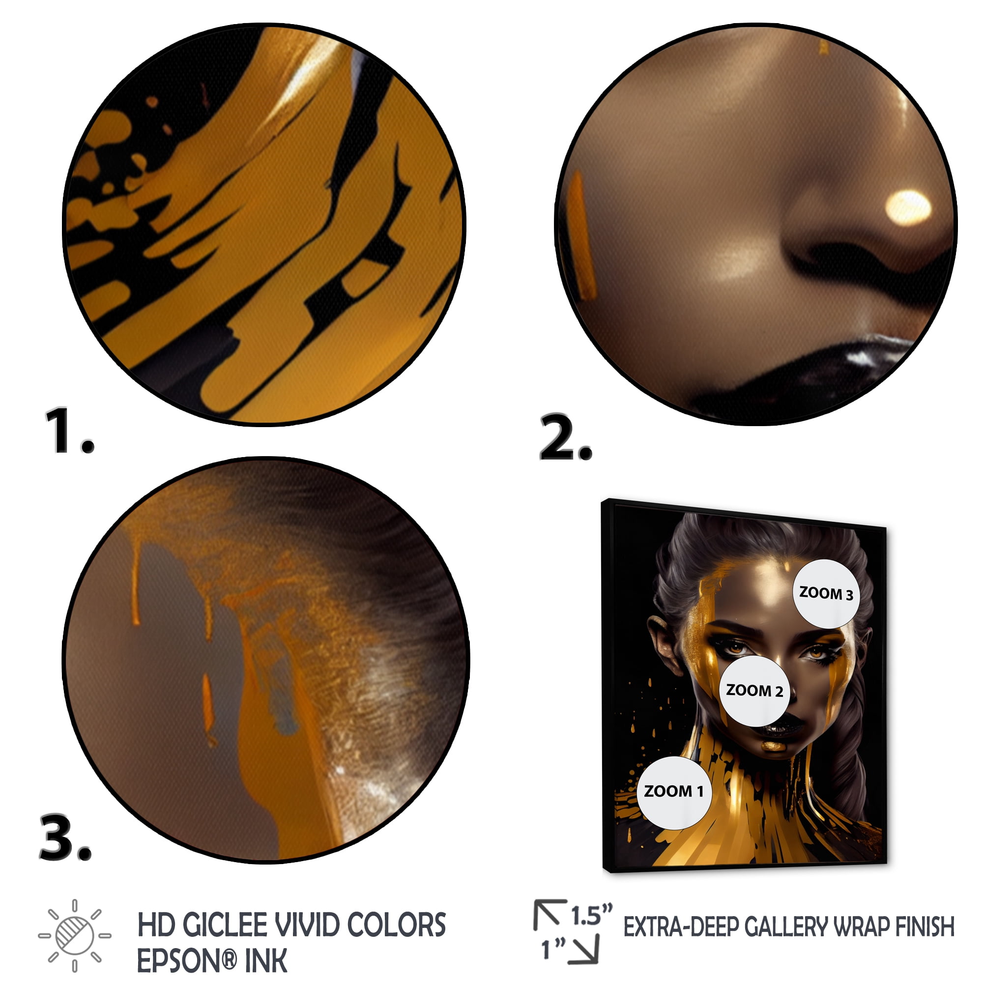 Designart Sensual Liquid Gold Woman IV Floating Frame Wall Art