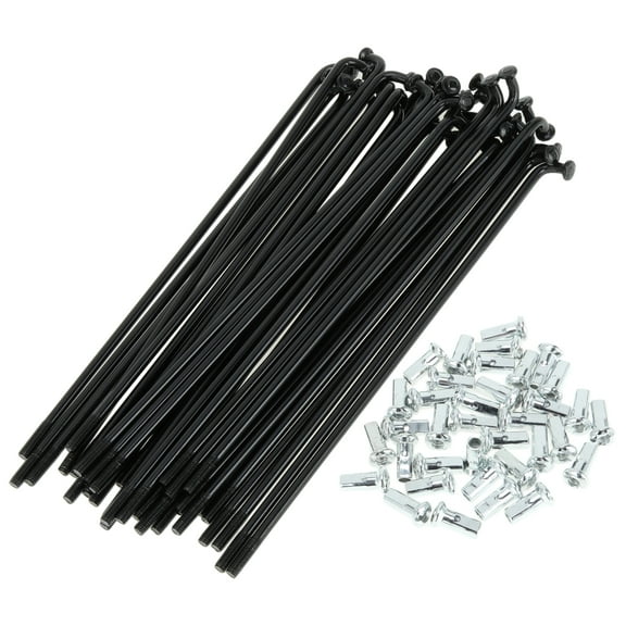 Unique Bargains 1 Set Universal Bicycle Spokes 12G Bike Wheel Spokes Nipple Black Carbon Steel Black 127mm Length