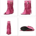 thumbnail image 4 of Vimisaoi wedges boots for women tassel fringe fashion shoes 2023 female summer open toe boots retro vintage, 4 of 5