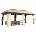 thumbnail image 1 of Outsunny 10' x 20' Patio Gazebo Canopy with Netting Beige, 1 of 10