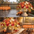 thumbnail image 2 of Scidweet Artificial Fall Flowers, 2Pcs Faux Fake Petunias Silk Flowers Plants Fall Decorations for Home Outdoor Garden Balcony Yard Front Porch Indoor Decor, Orange White Red, 2 of 7