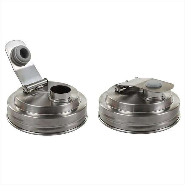 2 Piezas de Boca Jar Tapa de Caño de Vertido de Acero Inoxidable, Tapas de Tarro de Masón Reutilizables para Tarros de Masón de Boca , Sin