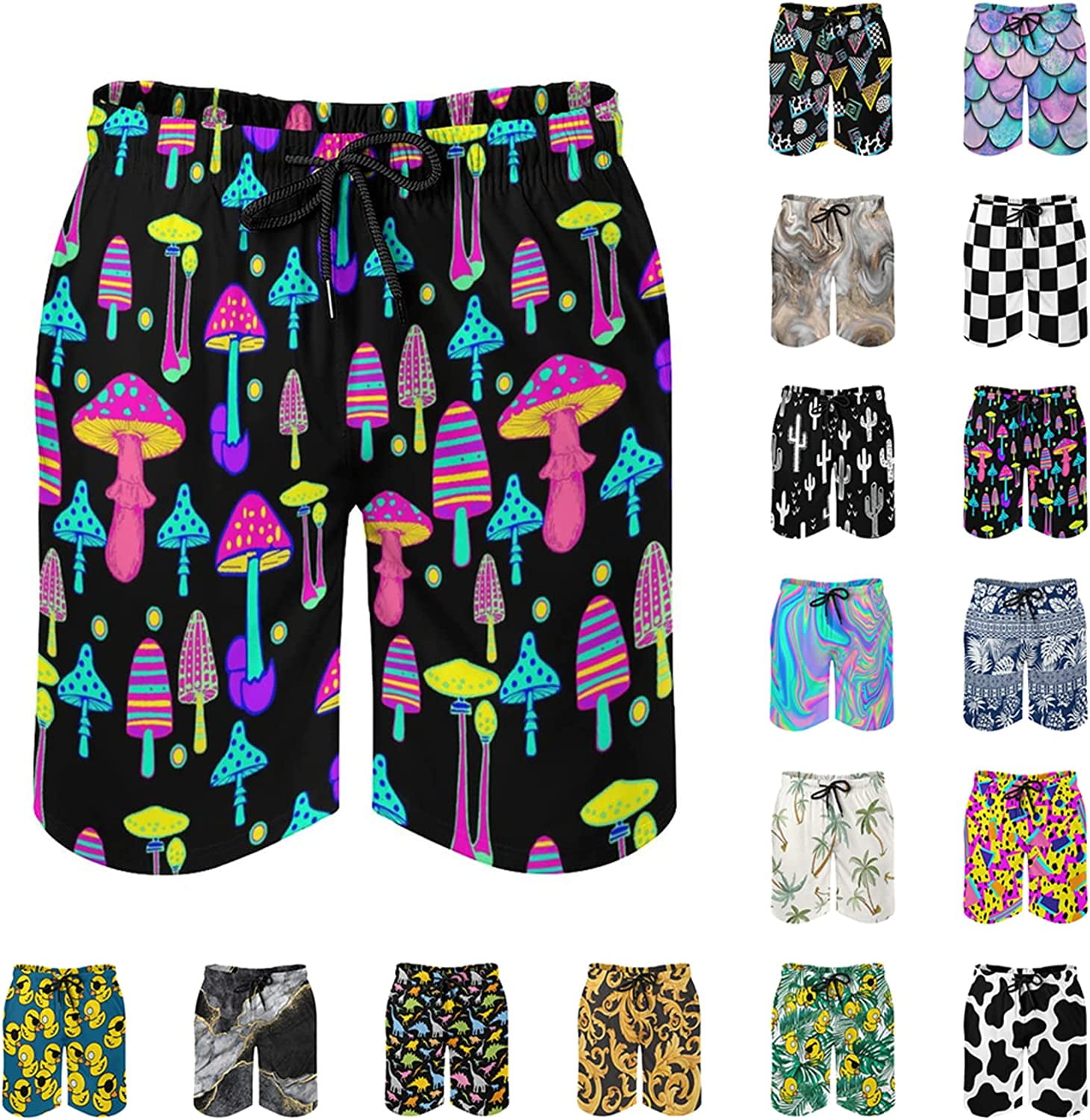  Men's Psychedelic Swim Trunks, Colorful Iridescent Quick-Dry  Hawaiian Swim Shorts for Men Series 10 Size S : Clothing, Shoes & Jewelry