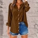 thumbnail image 2 of Manga larga blanca,Blusa tipo túnica de lino con cuello en V para mujer, manga larga, corte holgado y bolsillo, top informal de verano, sopatenor, 2 of 9