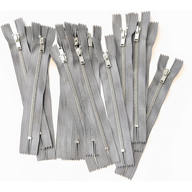 10 pcs Silver Metal Teeth #3 Teeth Zippers - Kyezi Design & Craft (Charcoal, 5 inch)