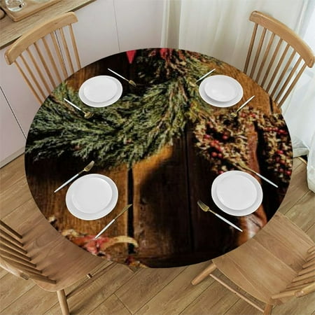 

SHERONV Wreath Decoration Round Table Cover Stain Resistant Washable for Indoor Outdoor Kitchen Dining Wedding Parties 100% Polyester Fabric Full Width Single-Sided Printing 42 -46
