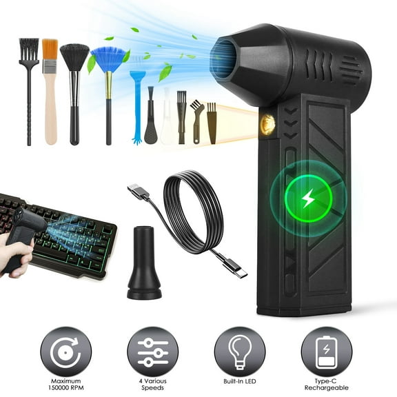 iMounTEK 4 Gear Compressed Air Duster 150000RPM Electric Air Duster with LED Light Cordless Air Blower for Keyboard Electric Devices Cleaning