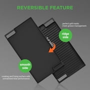 NutriChef NCCIRG59 - Kitchen Flat Grill Plate Pan - Reversible Cast Iron Griddle / Grilling Pan with Heat-Resistant Oven Grab Mitt