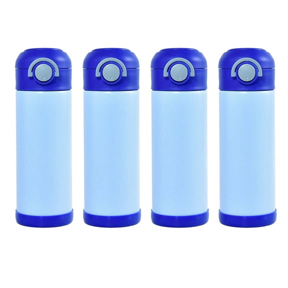 4Pcs 12oz Sublimation Blank Stainless Steel Water Bottle. Bounce Flip Top Tumbler With Leak-proof Lid And Straw, Insulated Vacaum 12oz Water Tumbler With Handle