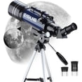 thumbnail image 3 of Telescopio para principiantes Casa Fiesta Telescopio refractor astronómico 70 mm con revestimiento múltiple y trípode, 3 of 4