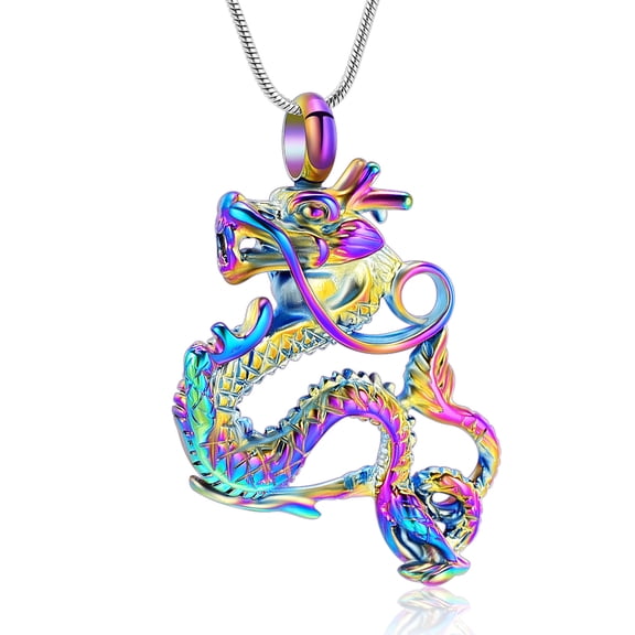 Dragon Urn Necklace for Ashes Cremation Jewelry for Women Men Stainless Steel Memorial Necklaces Ash Holder for Human Pets Keepsake Jewelry for Loved Ones with Fill Tool