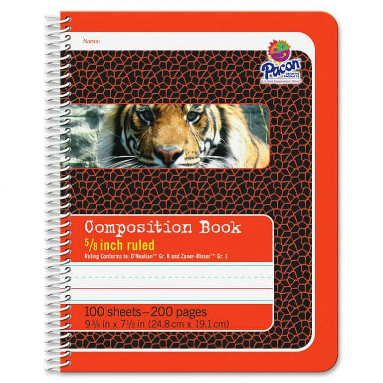 Pacon Composition Book - 100 Sheets - 200 Pages - Spiral Bound - Short Way Ruled - 0.63