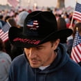 thumbnail image 3 of Homeyce USA American Flag Cowboy Hat for Men Women Cowgirl Hat for Costume Party,Black, 3 of 5