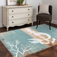 thumbnail image 4 of Summer Nautical Washable Area Rugs 2.7'x5', White Mermaid Coral Anchor Silhouette Wood Grain Low Pile Throw Living Room Rug Non-Slip Sturdy Edge Binding Carpet for Indoor Entryway Bedside Kitchen, 4 of 9