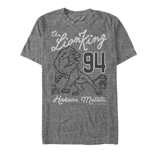 Men's Lion King Simba Print Graphic Tee Charcoal Heather Medium