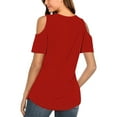 thumbnail image 6 of Timegard Summer Tops for Women Scoop Neck Cold Shoulder Short Sleeve Fitting Comfy Dressy Casual Tops, 6 of 8