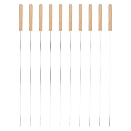 

HOMEMAXS 10Pcs Barbecue Roasting Stick Stainless Skewers Grilling Meat Skewers Barbecue Sticks