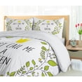 thumbnail image 5 of Ambesonne Queen Duvet Cover Sets, Green Wreath Words Crown, 2-Queen, Grey Apple Green, 5 of 7