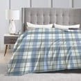 thumbnail image 6 of ZNDUO Blue Plaid Lines Pattern Throw Blanket, Lightweight Cozy Soft Throw Blanket for Couch, 80"x60" Throw Blankets for Bed, 6 of 8