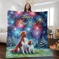 thumbnail image 2 of Happy New Year Brittany Spaniel Family Cheer Winter Midnight Firework Quilt Blanket Brittany Dog Lover Gifts Idea Cozy Comforter Throw Blanket - 02025, 2 of 5